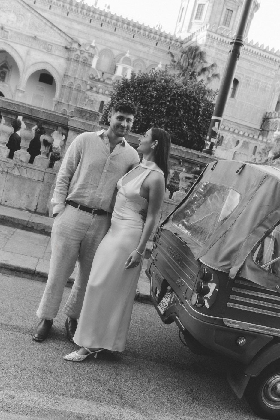 Engagement photo of the couple in Palermo, 17