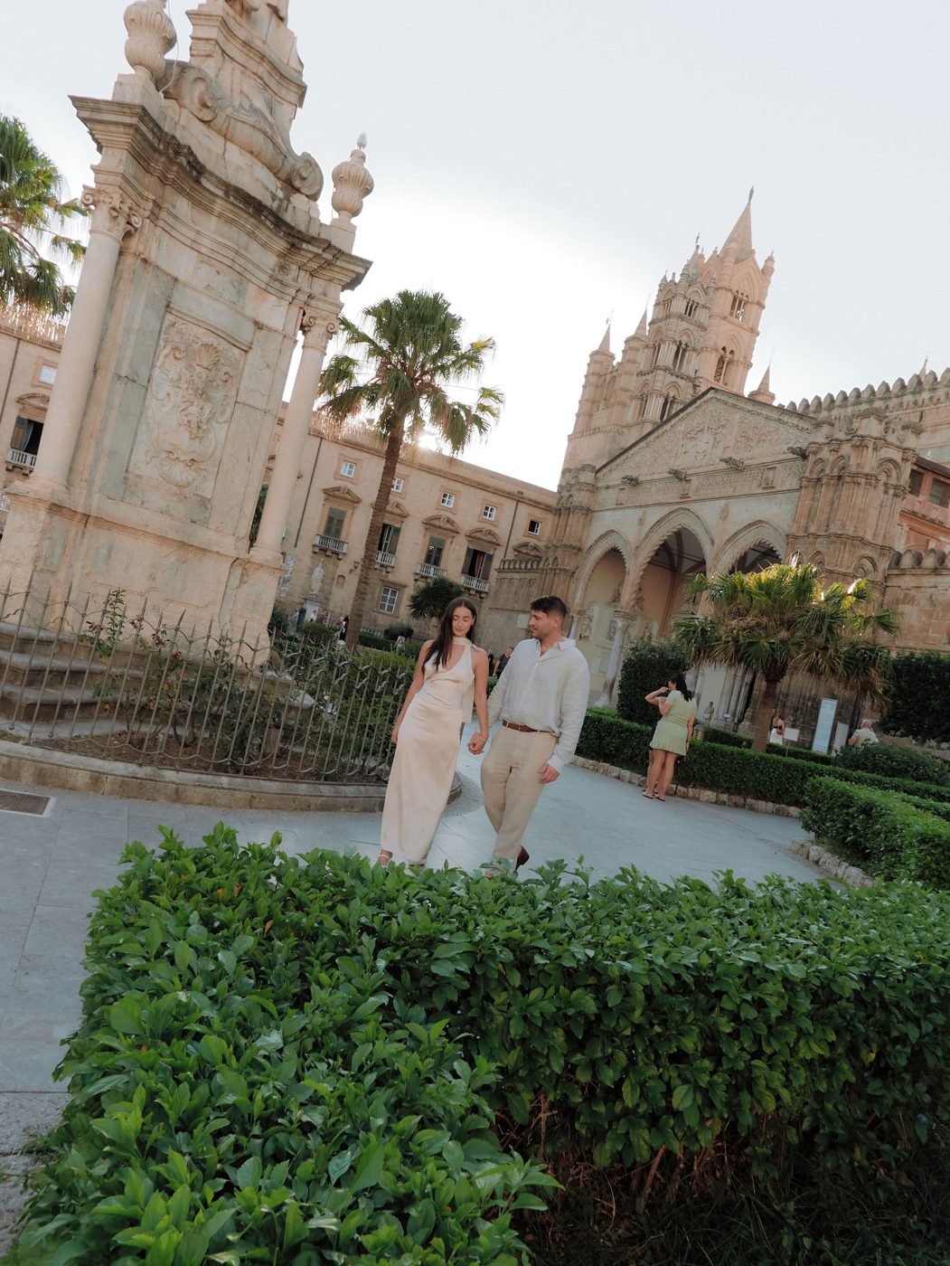 The couple in front of Palermo Cathedral